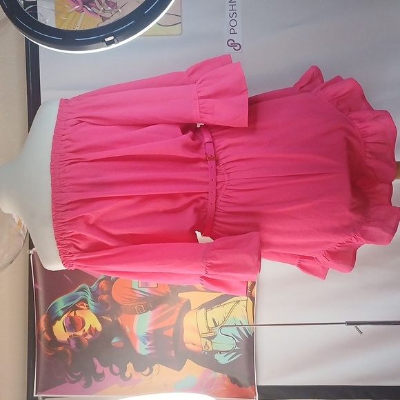 Fuschia Romper Ruffle Shorts Size Med - Picture 6 of 6